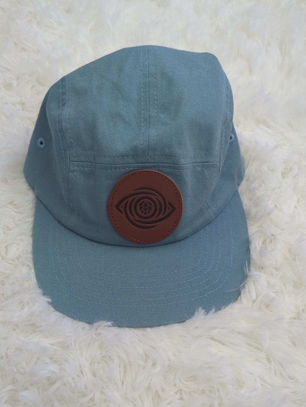Brist Mfg Men's Slate Blue Canvas Cap with Brown Logo Patch NWOT